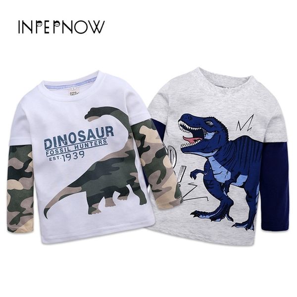 inpepnow dinosaur jackets animal print boys hoodies baby girl sweatshirt spring 2019 to school cute sport child clothes wy-czx13 lj201216, Black